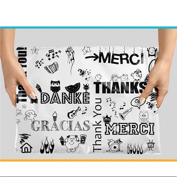 (25) 10x13 Thank You Poly Mailers Multi-Language 2.3Mil Heavy Duty Self Sealing - Picture 4 of 5
